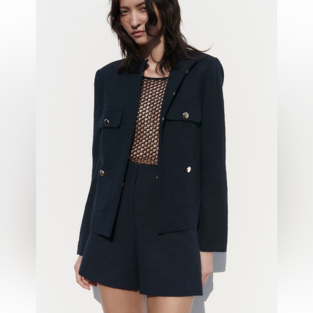 Zara high rise textured shorts